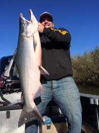 Arcata resident Mike Martino landed this large Smith River king salmon on Monday while fishing with guide John Klar. Salmon fishing on the Smith has been steady this week and should only get better as we head into November, which is typically the peak of the salmon season. Photo courtesy of John Klar's Guide Service