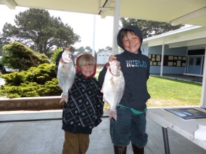 Brothers Oliver, left, and Sammy Luna of McKinleyville show off their catches after last Saturday’s Perch n’ on the Pennnsula tournament. Eight-year old Sammy took home first place honors in the Junior category while younger brother Oliver, age 5, took second. Photo courtesy of the Samoa Peninsula Fire District